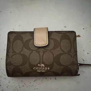 Coach Signature Brown and Cream Wallet